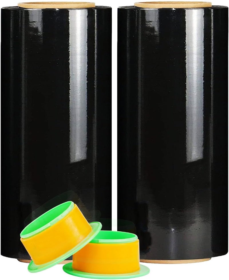 CHUANGSEED Stretch Film 12 in x 1000 ft Moving Wrapping Plastic Shrink Film Strength Stretch 80 Gauge Durable Industrial Strength,Black,2 Pack - Image 1